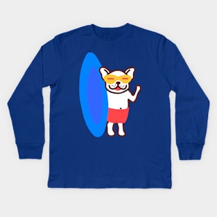 Dog Surfer Kids Long Sleeve T-Shirt